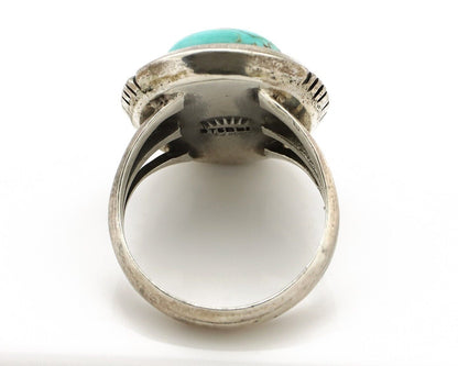 Navajo Handmade Ring 925 Silver Spiderweb Turquoise Signed Native Artist C.80's