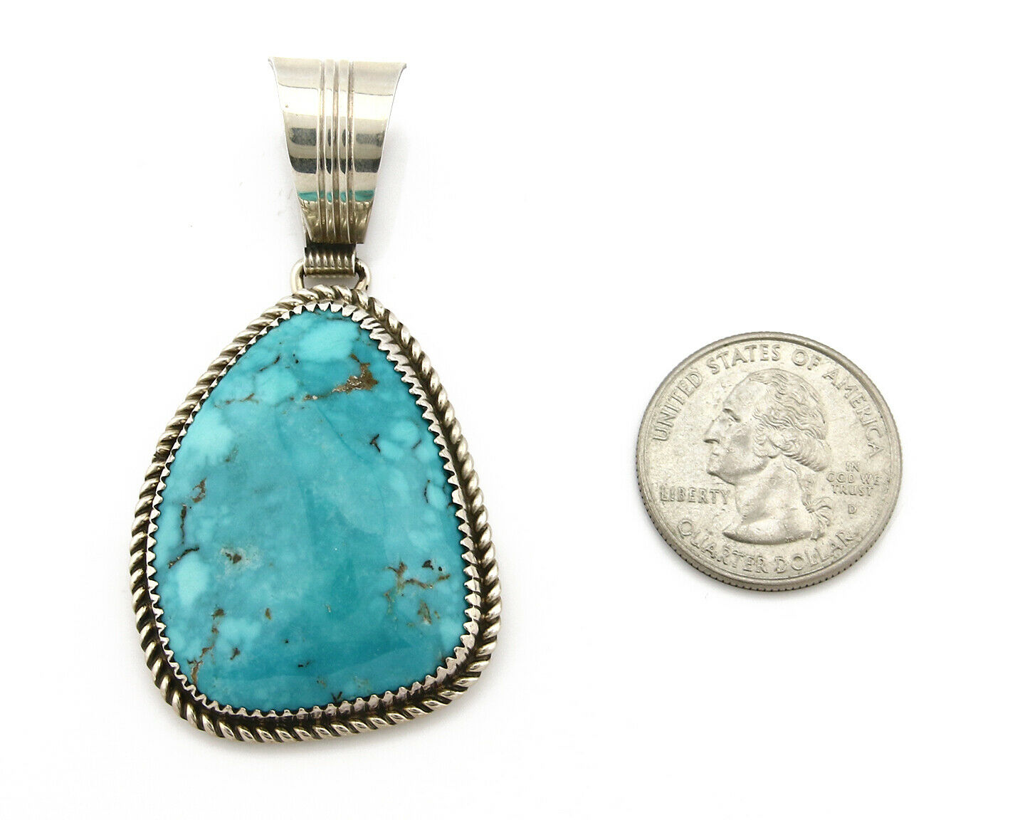 Navajo Pendant Turquoise Mountain .925 Silver Signed LTB C.80's