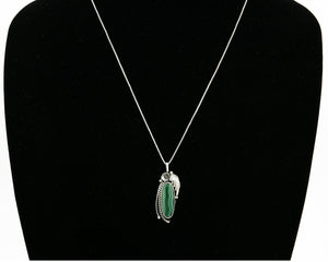 Women's Malachite Handmade Necklace .925 Silver Signed Circle J.W.