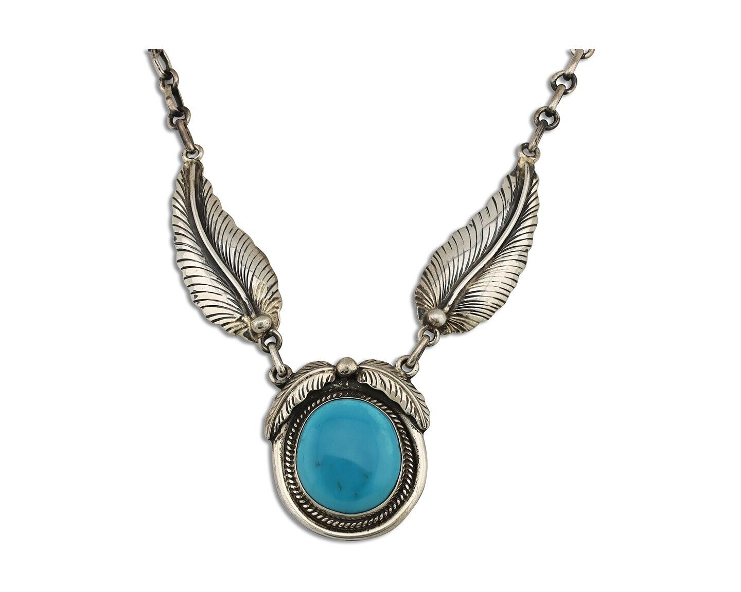 Navajo Necklace 925 Silver Blue Turquoise Artist Signed M Montoya C.80's