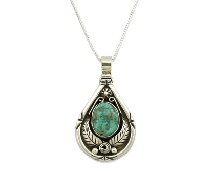 Navajo Necklace .925 Silver Kingman Turquoise Signed Tepee C.1980's