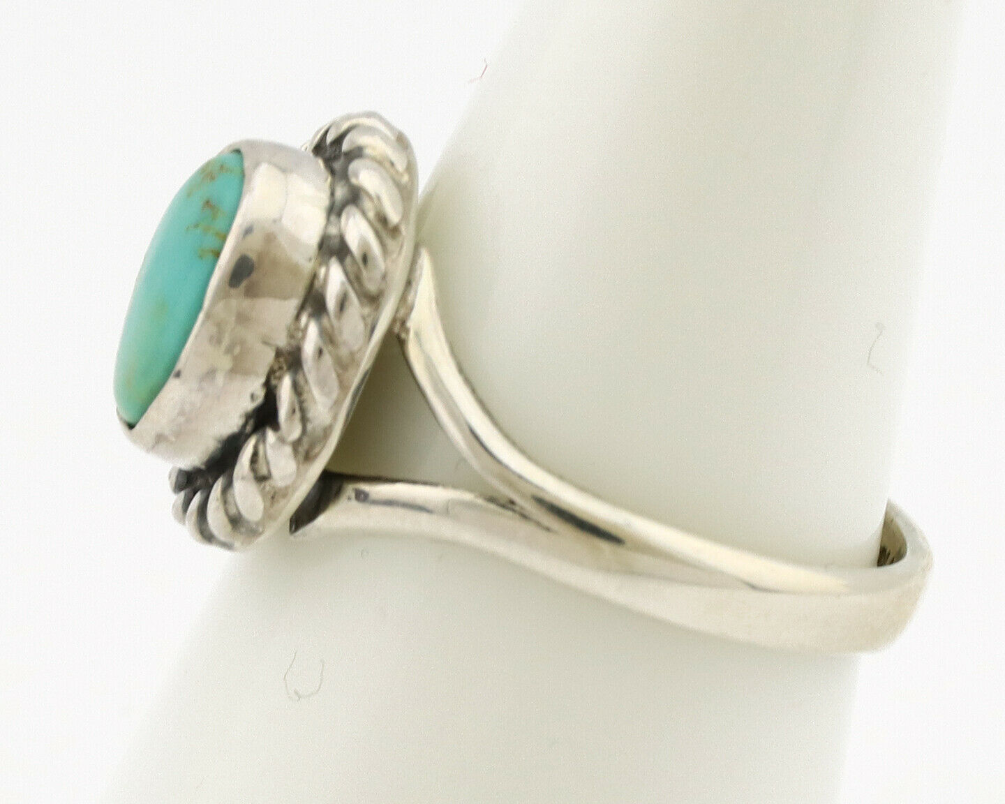 Navajo Ring .925 Silver Kingman Turquoise Artist Signed Gecko C.90's