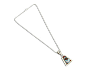 Women's Zuni Inlaid Pendant .925 Silver Signed V. Vacit