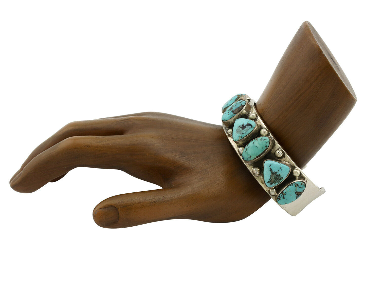 Navajo Bracelet .925 Silver Nevada Blue Turquoise Artist Signed DC 80's