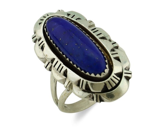 Navajo Handmade Ring 925 Silver Natural Lapis Lazuli Artist Signed RMJ C.80's