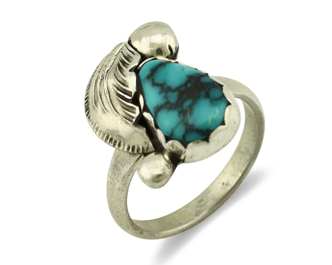 Zuni Ring 925 Silver Spiderweb Turquoise Artist Signed Simplicio C.80's
