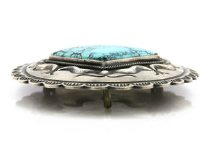 Navajo Belt Buckle .925 Silver Turquoise Signed Artist Paul J Begay Cuff C.80's