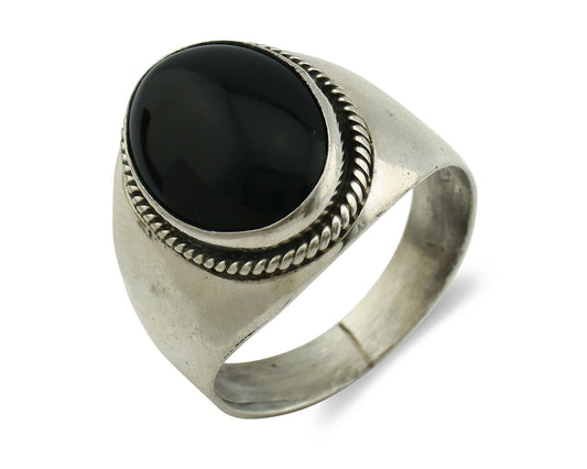 Navajo Ring .925 Silver Handmade Black Onyx Native American Artist C.80's