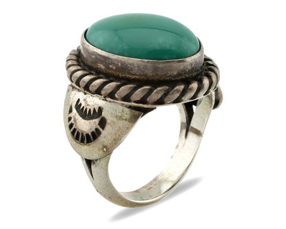 Navajo Handmade Ring 925 Silver Blue Turquoise Signed Native Artist C.80's