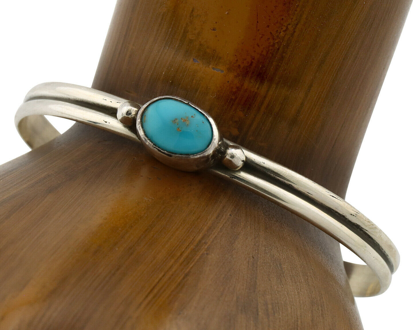 Navajo Bracelet .925 Silver Kingman Turquoise Native American C.80's