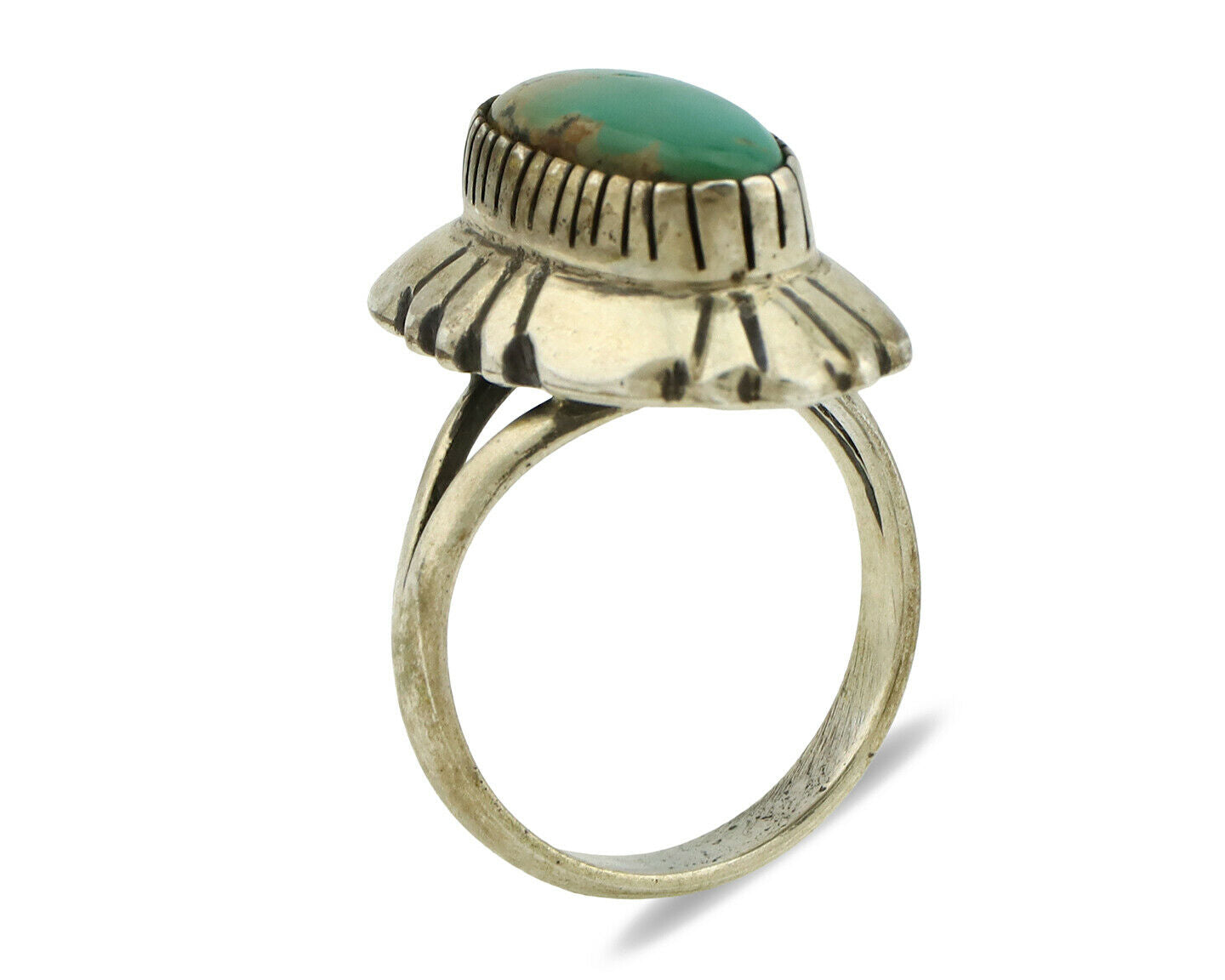 Navajo Ring 925 Silver Green Turquoise Artist Signed M Montoya C.80's