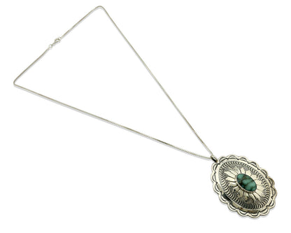 Navajo Necklace .925 Silver Spiderweb Turquoise Signed Marcella James C.80's