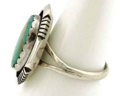 Navajo Ring .925 Silver Kingman Turquoise Artist Signed M Nez C80s