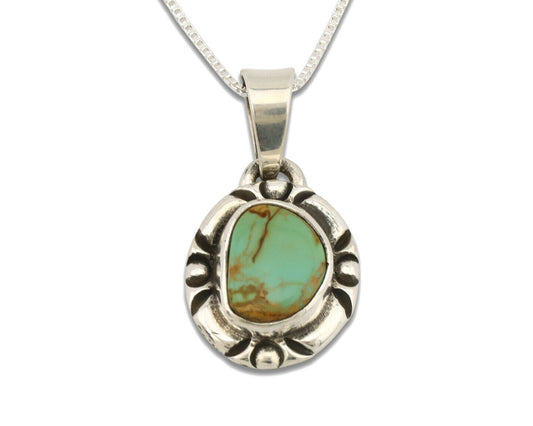 Navajo Necklace .925 Silver Kingman Turquoise Signed Gecko C.1980's