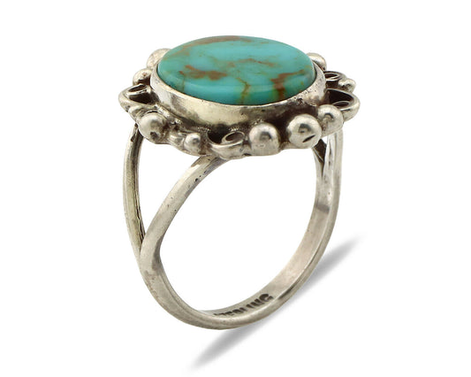 Navajo Ring .925 Silver Kingman Turquoise Artist Signed Billy Eagle C.90's