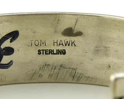 Navajo Bracelet .925 Silver SOLID Handmade Signed Artist Tom Hawk Circa 1980's