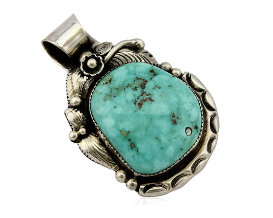 Navajo Pendant .925 Silver Kingman Turquoise Signed Artist Tom Willeto C.80's