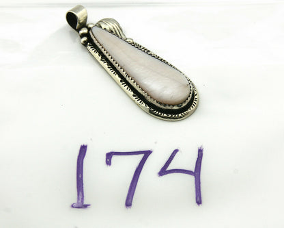 Navajo Pendant .925 Silver Real Natural Pink Mussel Signed Yazzie C.80's