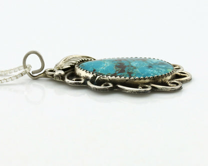 Navajo Necklace .925 Silver Nevada Turquoise Signed JR C.1980's