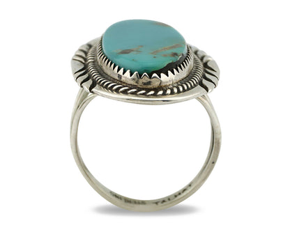 Navajo Ring .925 Silver Kingman Turquoise Artist Signed Talhat C.80's