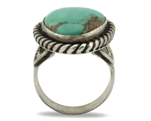 Navajo Ring .925 Silver Natural Blue Turquoise Native American Artist C.80's