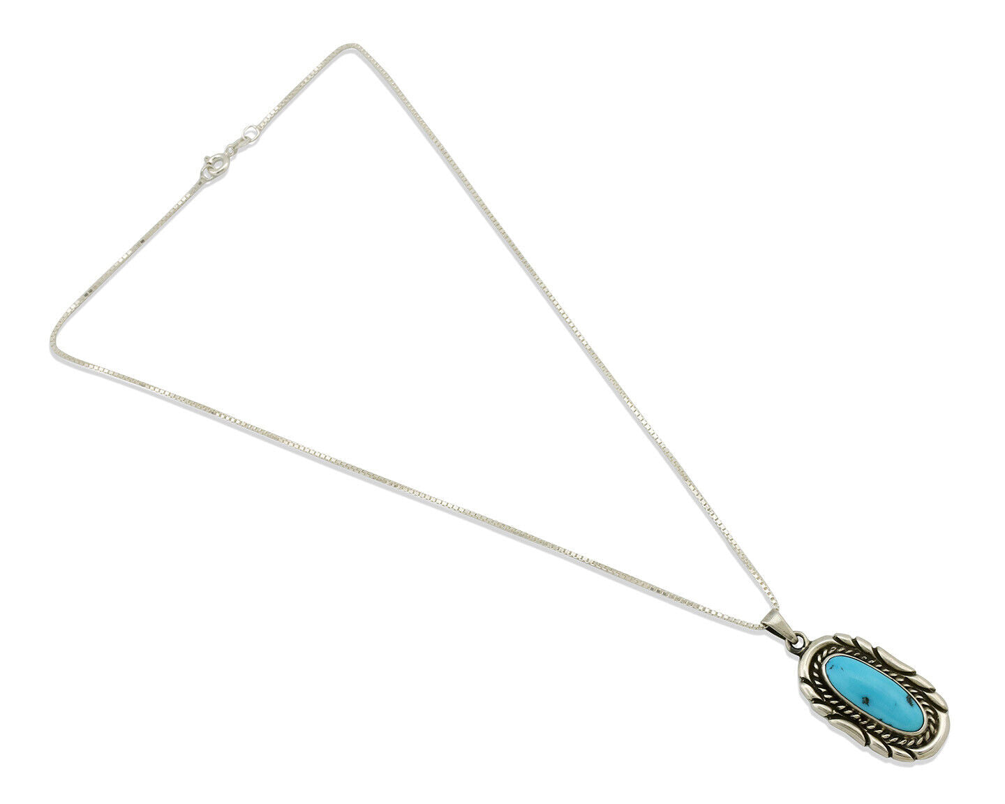 Navajo Necklace .925 Silver Sleeping Beauty Turquoise Signed M Montoya C.80's