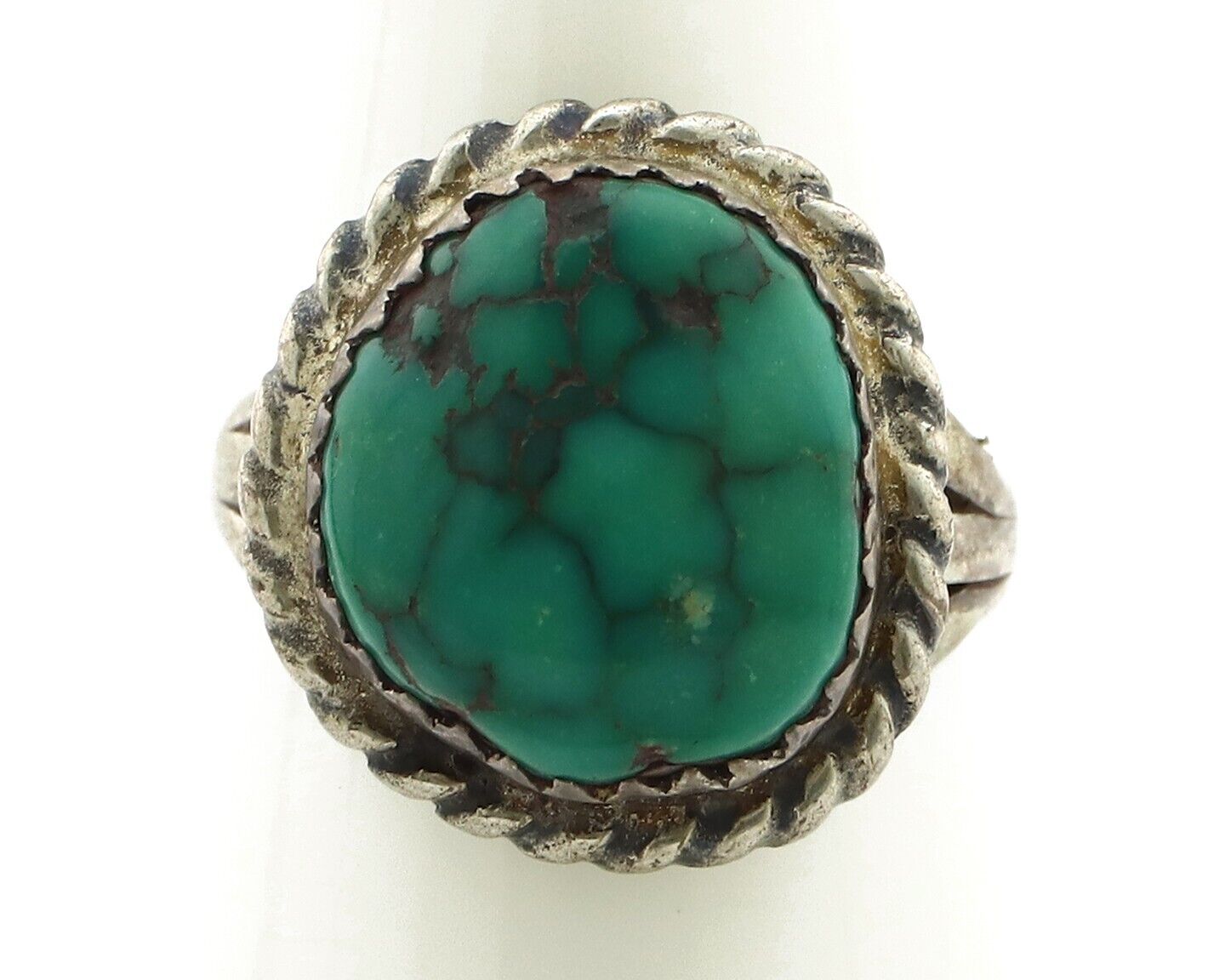 Navajo Ring 925 Silver Spiderweb Turquoise Signed Henry Morgan C.80's