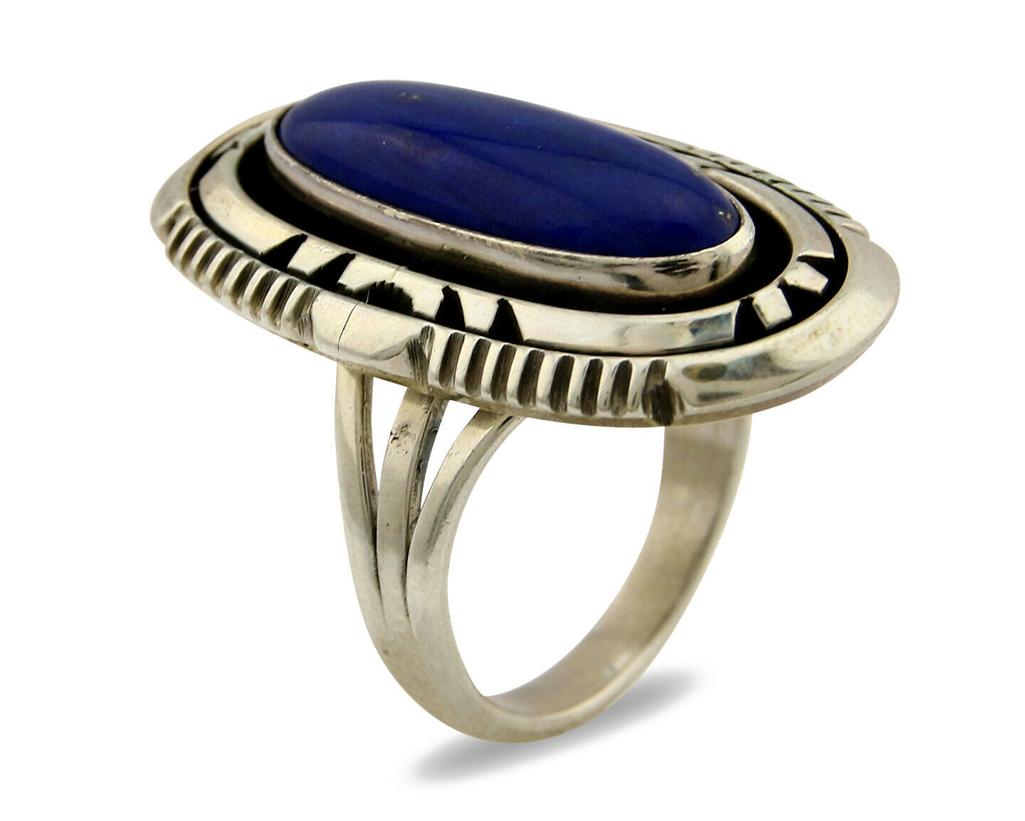 Navajo Ring .925 Silver Lapis Lazuli Artist William Denetdale C.80's