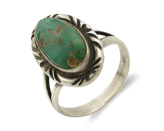 Navajo Ring .925 Silver Kingman Turquoise Native Artist Signed C.80's
