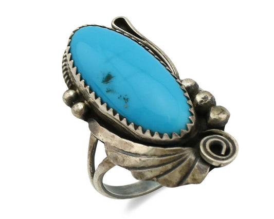 Navajo Ring .925 Silver Green Southwest Turquoise Native Artist C.80's