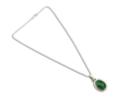 C.80-90's Navajo Handmade .925 SOLID Silver Natural Mined Malachite Necklace