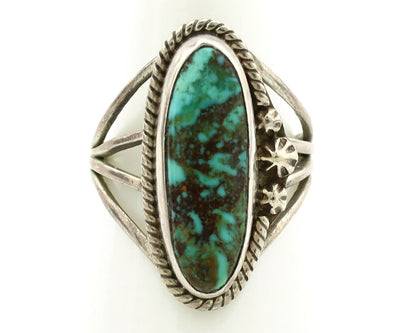 Navajo Ring .925 Silver Kingman Turquoise Artist Signed T C.1980's