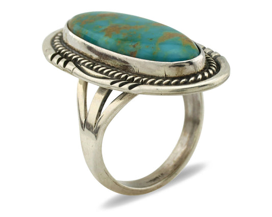 Navajo Ring 925 Silver Natural Blue Turquoise Signed M Begay C.80's