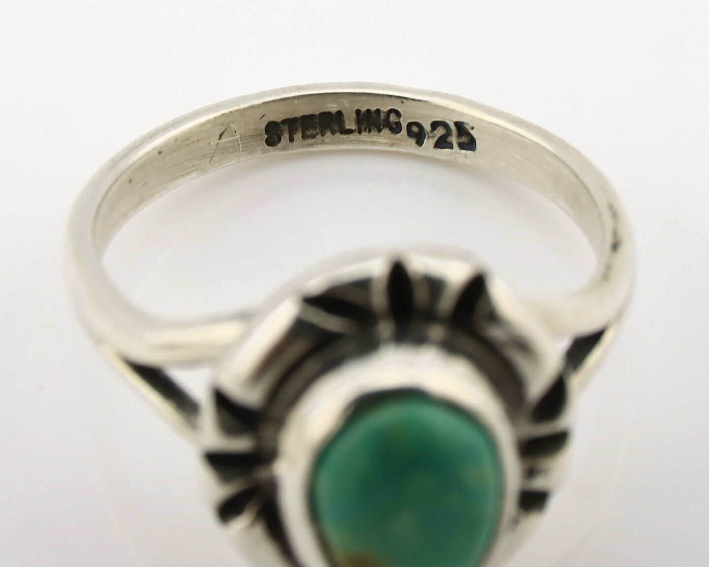 Navajo Ring .925 Silver Kingman Turquoise Artist Signed Gecko C.90's