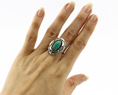 Navajo Ring .925 Silver Royston Turquoise Artist Signed L. M. Nez C80s