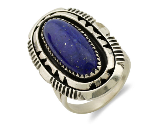 Navajo Ring 925 Silver Natural Lapis Lazuli Artist Signed William Denetdale C80s