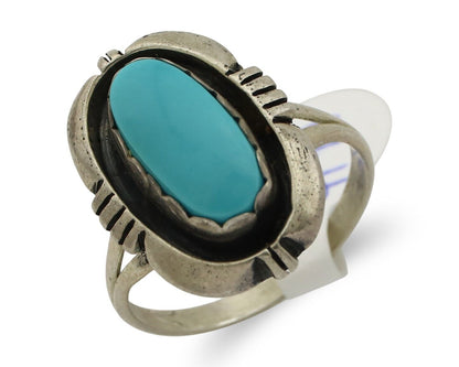 Navajo Ring .925 Silver Manassas Turquoise Native American Artist C.80's