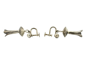 Navajo Handmade Concho Earrings .925 Silver Native American Artist C.80's