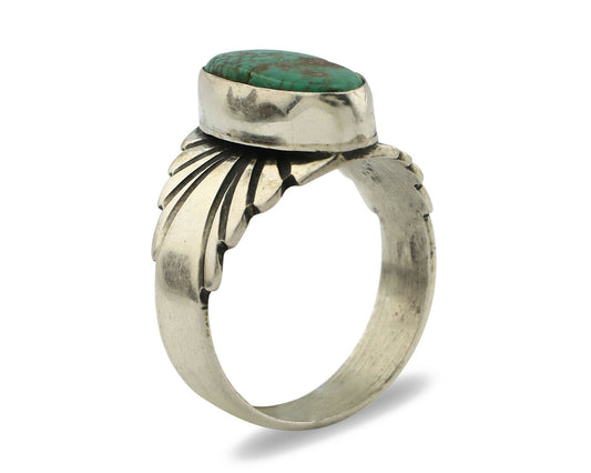 Navajo Ring .925 Silver Blue Green Arizona Turquoise Artist Signed Apache C.80's