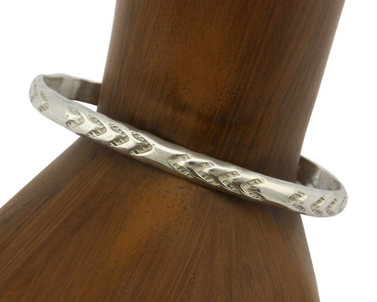 Navajo Bracelet .925 Silver Hand Stamped Arrow Head Artist I Montoya C.80's