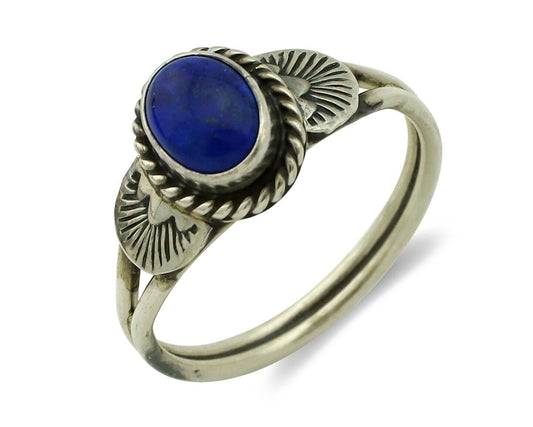 Navajo Ring 925 Silver Natural Royal Blue Lapis Lazuli Native Artist C.80's