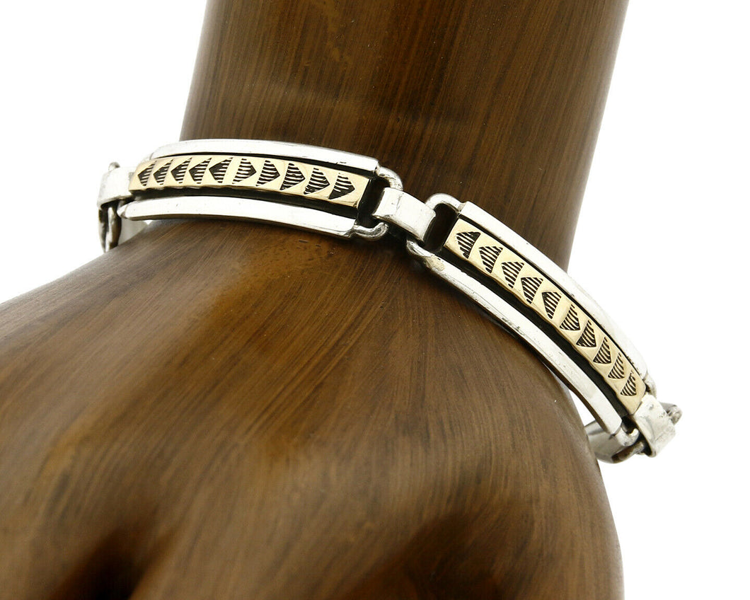 Women's Navajo MM Rogers Signed .925 Silver & 14k SOLID Gold C.80's