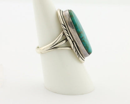 Navajo Ring .925 Silver Blue Gem Turquoise Artist Signed USA C.80's