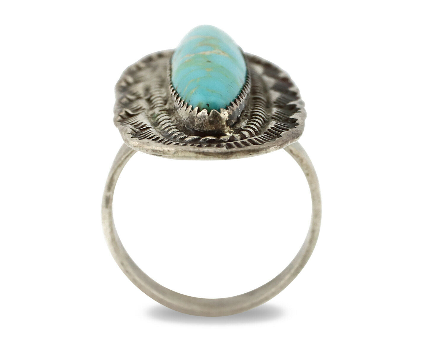 Navajo Ring .925 Silver Royston Turquoise Native American Artist C.80's