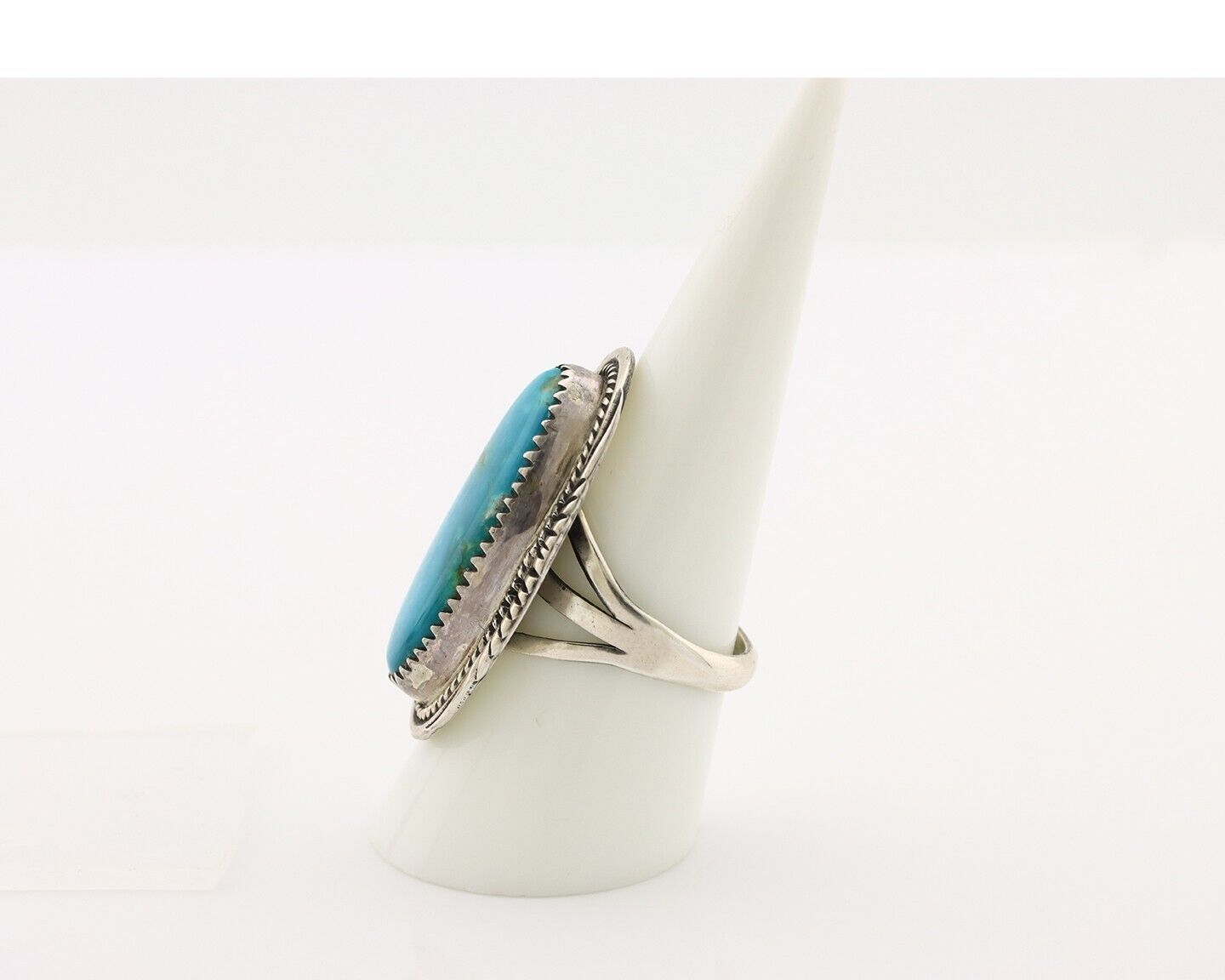 Navajo Ring 925 Silver Blue Gem Turquoise Artist Signed M Begay C.80's