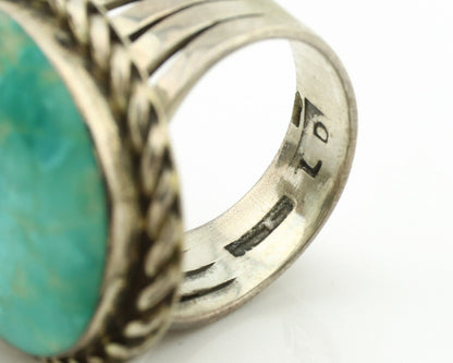 Navajo Ring .925 Silver Kingman Turquoise Artist Signed LD C.1980's