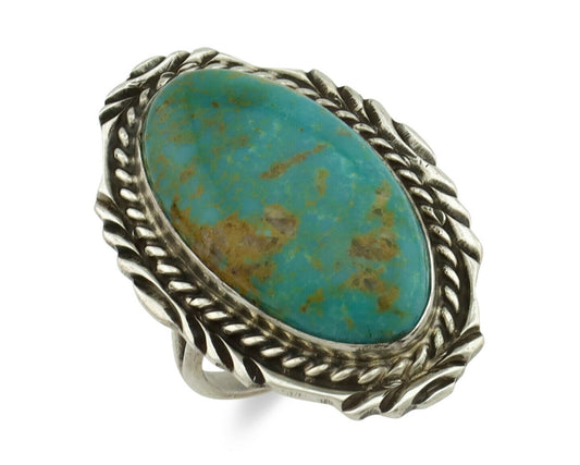 Navajo Ring .925 Silver Blue Southwest Turquoise Artist Billy Eagle C.80's