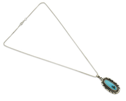 Navajo Necklace 925 Silver Sleeping Beauty Turquoise Signed M Montoya C.80's