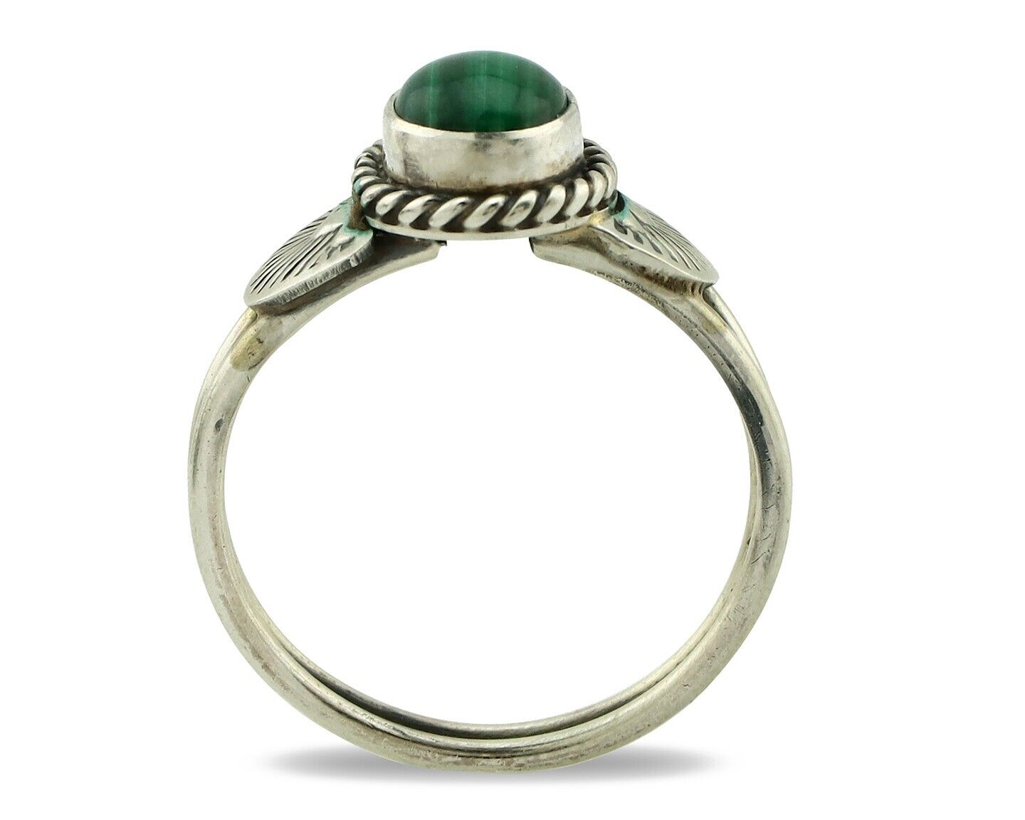 Navajo Ring 925 Silver Natural Mined Malachite Native American Artist C.80's