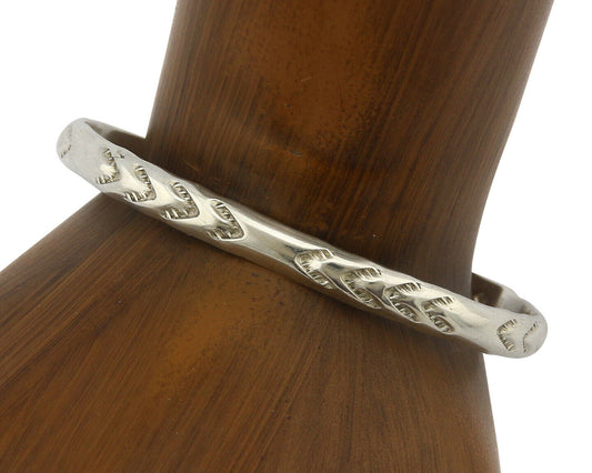 Navajo Bracelet .925 Silver Hand Stamped Arrow Head Artist Montoya C.80's